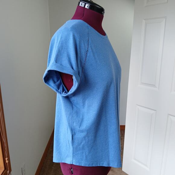 Eddie Bauer Myriad Roll-Sleeve T-shirt XL Lake blue raglan short sleeve tee - Picture 3 of 14